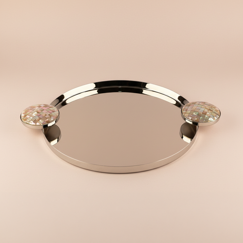 Ebony Mother-of-Pearl Round Tray