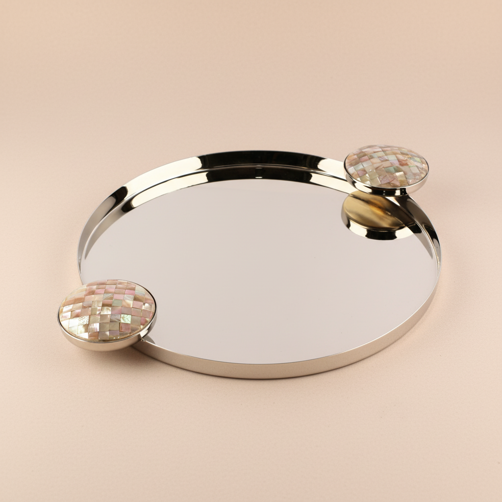 Ebony Mother-of-Pearl Round Tray