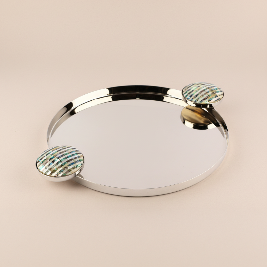 Ebony Mother-of-Pearl Round Tray