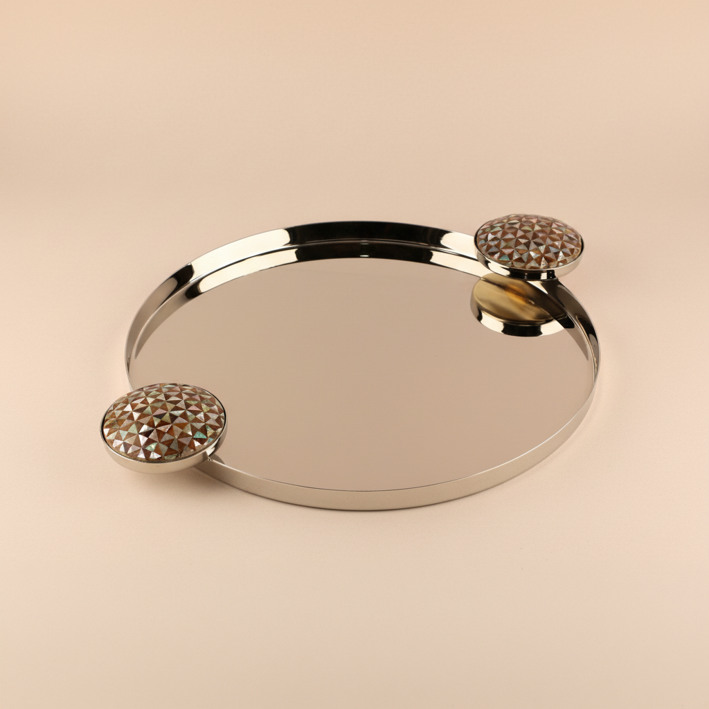 Ebony Mother-of-Pearl Round Tray