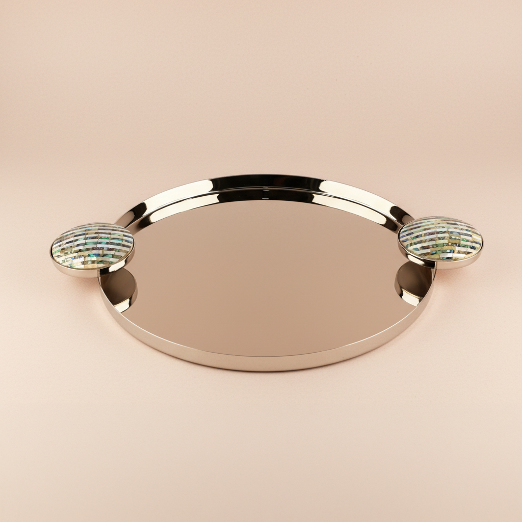 Ebony Mother-of-Pearl Round Tray