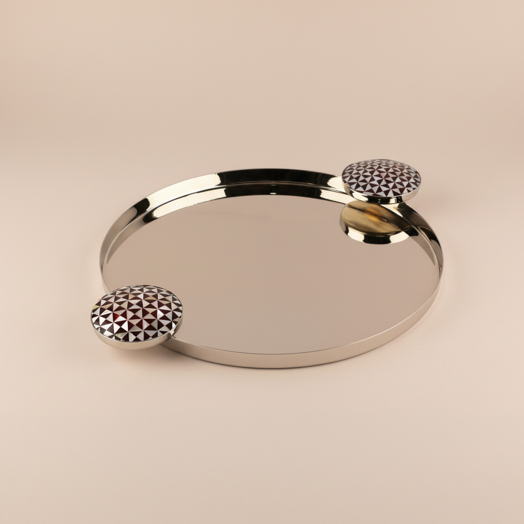 Ebony Mother-of-Pearl Round Tray